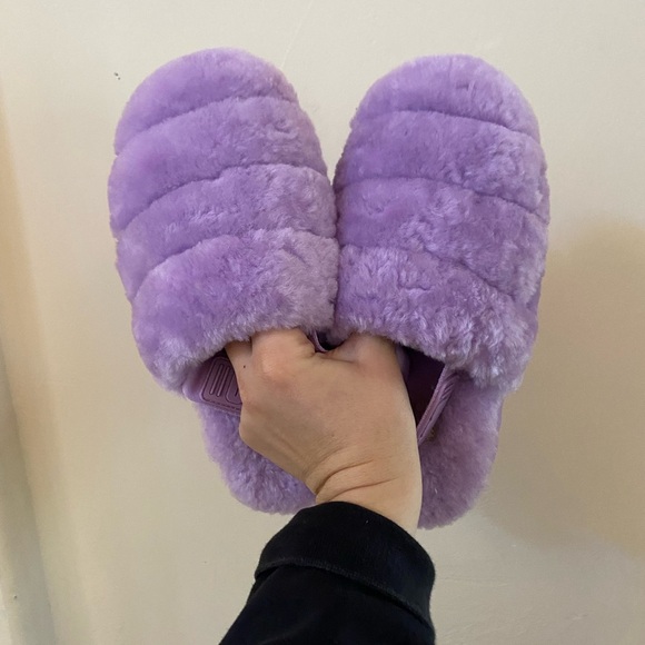 UGG PURPLE LAVENDER SUPER FLUFF SLIPPERS SIZE 6 - Picture 6 of 9